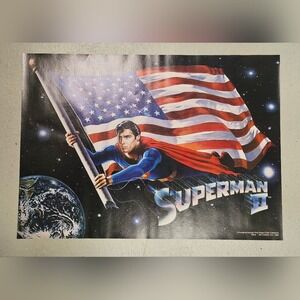 Superman II Movie Poster Original Pepsi Tie In 1980 Christopher Reeve Space Flag
